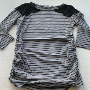 All Maternity 3/$10 - Maternity Grey & Black Striped T-shirt Size M